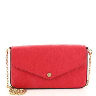 Louis Vuitton, Bags, Pochette Felicie Embossed Leather Monogram Implant  Red