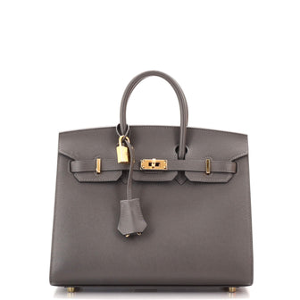 Hermes Birkin Sellier Bag Grey Madame with Gold Hardware 25