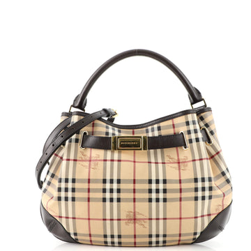 Burberry Willenmore Convertible Hobo Haymarket Coated Canvas and Leather Medium
