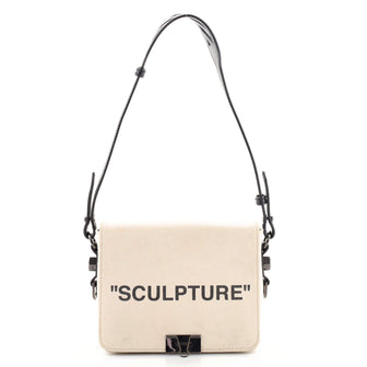 Off White Binder Clip Flap Bag Printed Canvas Small