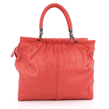 Bottega Veneta Chain Frame Shoulder Bag Leather Large Red