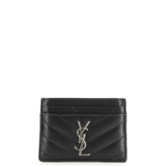 Saint Laurent Classic Monogram Card Holder Matelasse Chevron Leather