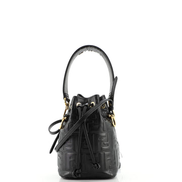 Fendi Mon Tresor Bucket Bag Zucca Embossed Leather Mini