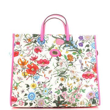 Gucci Zip Tote Flora Canvas Large