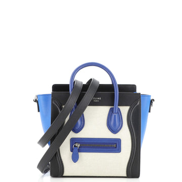 Celine Tricolor Luggage Bag Canvas and Leather Nano