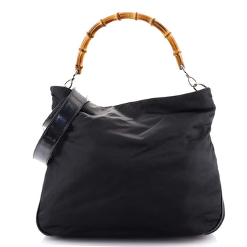 Gucci Vintage Bamboo Handle Open Hobo Nylon Medium
