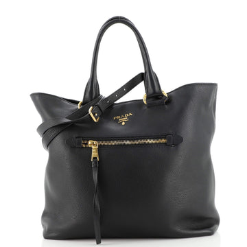 Prada Front Pocket Convertible Tote Vitello Daino Large