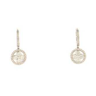 LOUIS VUITTON 18K White Gold Diamond Monogram Earrings 331718