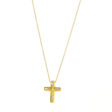 Tiffany & Co. Dots Cross Pendant Necklace 18K Yellow Gold with Diamonds
