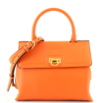Salvatore Ferragamo Trifolio Top Handle Bag Leather Small