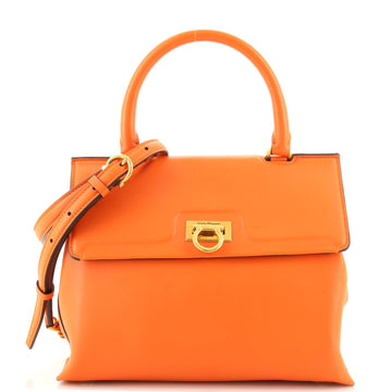 Salvatore Ferragamo Trifolio Top Handle Bag Leather Small
