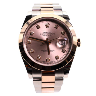 Oyster Perpetual Datejust Automatic Watch Stainless Steel and Rose Gold with Diamond Markers 41