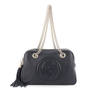 Gucci Soho Chain Zipped Shoulder Bag Leather Small Blue