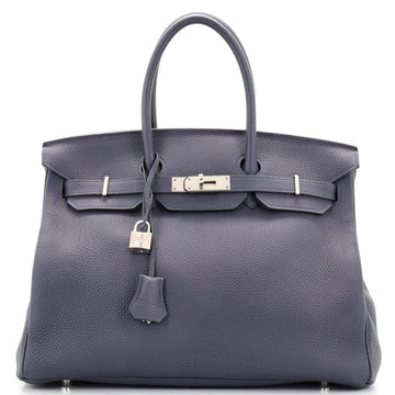 Hermes Birkin Handbag Blue Togo with Palladium Hardware 35