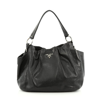 Prada Side Pocket Hobo Soft Calfskin Medium Black