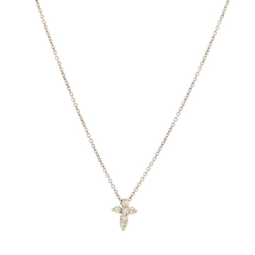 Roberto Coin Tiny Treasures Baby Cross Pendant Necklace 18K White Gold and Diamonds 0.11CT