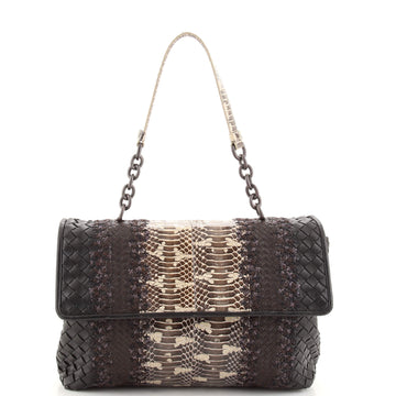 Bottega Veneta Olimpia Shoulder Bag Intrecciato Nappa and Snakeskin Medium