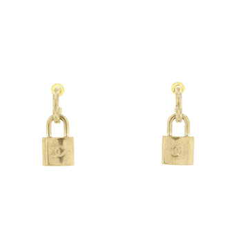 Chanel CC Padlock Hoop Earrings Metal