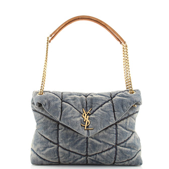 Saint Laurent LouLou Puffer Shoulder Bag Quilted Vintage Denim Medium