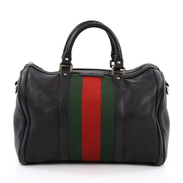 Gucci Vintage Web Boston Bag Leather Medium Black