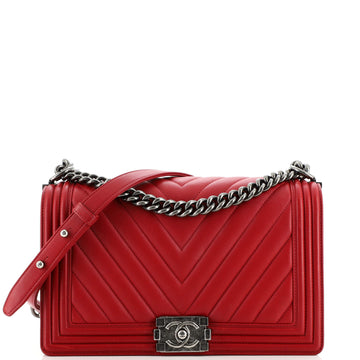 Chanel Boy Flap Bag Chevron Calfskin New Medium