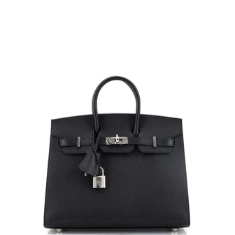 Birkin Sellier Bag Black Epsom with Palladium Hardware 25