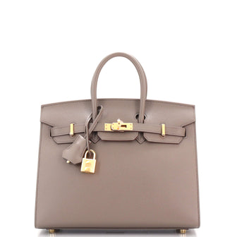 Hermes Birkin Sellier Bag Grey Epsom with Gold Hardware 25