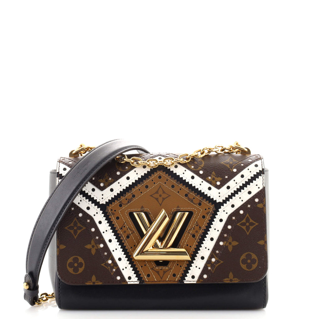 Louis Vuitton Twist Handbag Limited Edition Brogue Reverse Monogram Canvas  and Leather MM Black 12591196