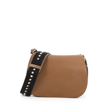 Valentino Band Rockstud Round Messenger Bag Grained Leather