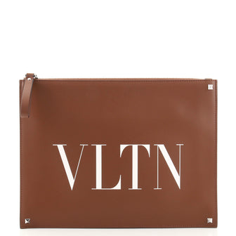 Valentino VLTN Zip Clutch Printed Leather