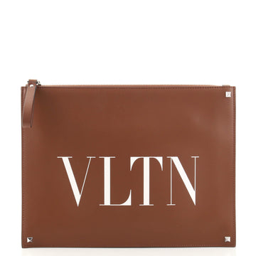Valentino VLTN Zip Clutch Printed Leather
