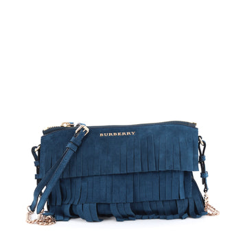 Burberry Fringe Peyton Crossbody Suede blue