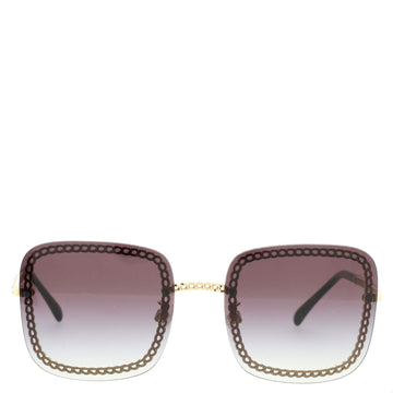 Chanel Chain Frame Square Sunglasses with Chain Metal