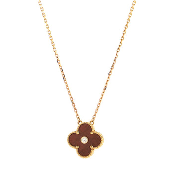 Van Cleef & Arpels Alhambra Pendant Necklace Limited Edition 18K Rose Gold and Bull's Eye with Diamond