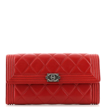 Chanel Boy Flap Wallet Quilted Lambskin Long