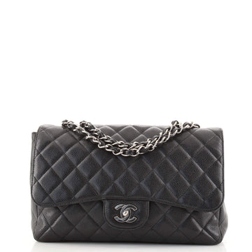 Chanel Classic Single Flap Bag Quilted Caviar Jumbo