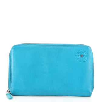 Chanel Camellia Zip Around Organizer Leather Long