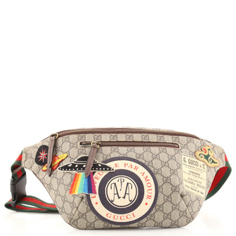 Gucci Courrier Zip Belt Bag GG Coated Canvas with Applique