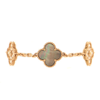 Van Cleef & Arpels Vintage Alhambra 5 Motifs Bracelet 18K Rose Gold and Mother of Pearl with Diamonds