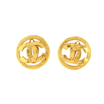 Chanel Vintage CC Round Cutout Clip-On Earrings Metal