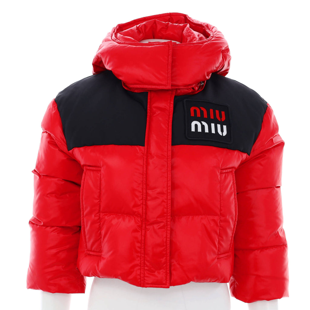 Miu Miu Women's Cropped Puffer Jacket Quilted Polyester with Down