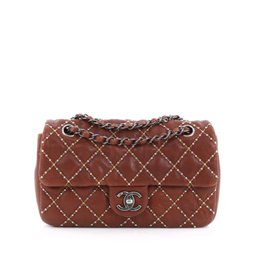 Chanel Paris-Dallas Flap Bag Quilted Studded Distressed Calfskin Medium red