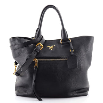 Prada Front Pocket Convertible Tote Vitello Daino Large