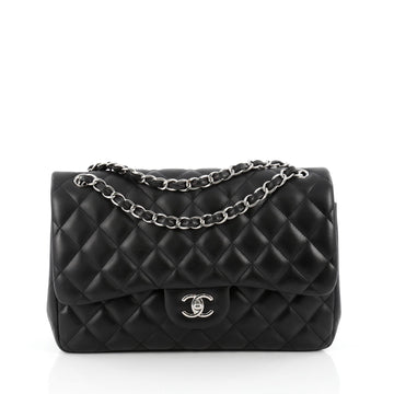 Chanel Classic Double Flap Bag Quilted Lambskin Jumbo Black