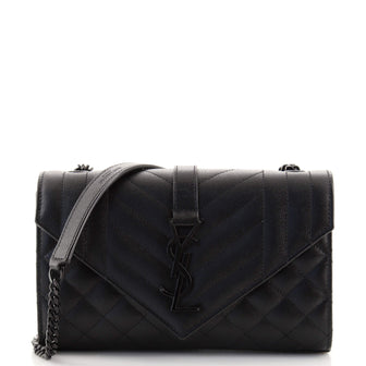 Saint Laurent Classic Monogram Envelope Satchel Mixed Matelasse Leather Small