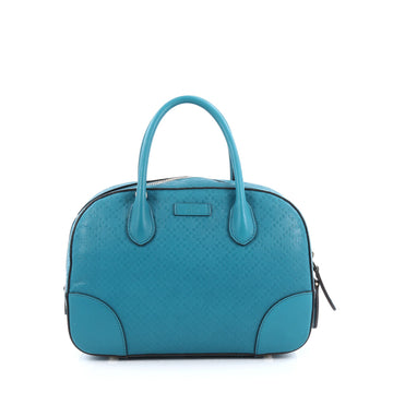 Gucci Bright Convertible Top Handle Bag Diamante Leather Small Blue
