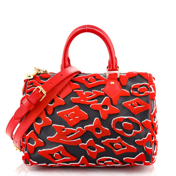 Louis Vuitton Speedy Bandouliere Bag Limited Edition Urs Fischer Tufted Monogram Canvas 25