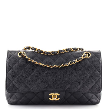 Chanel Vintage Classic Double Flap Bag Quilted Caviar Medium