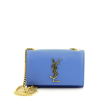 Saint Laurent Classic Monogram Crossbody Bag Grainy Leather Small Blue