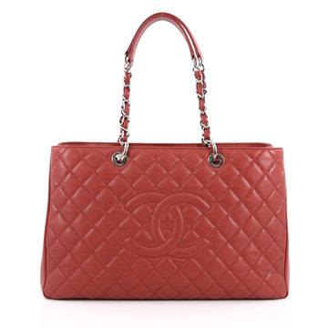 Chanel Grand Shopping Tote Quilted Caviar XL Red